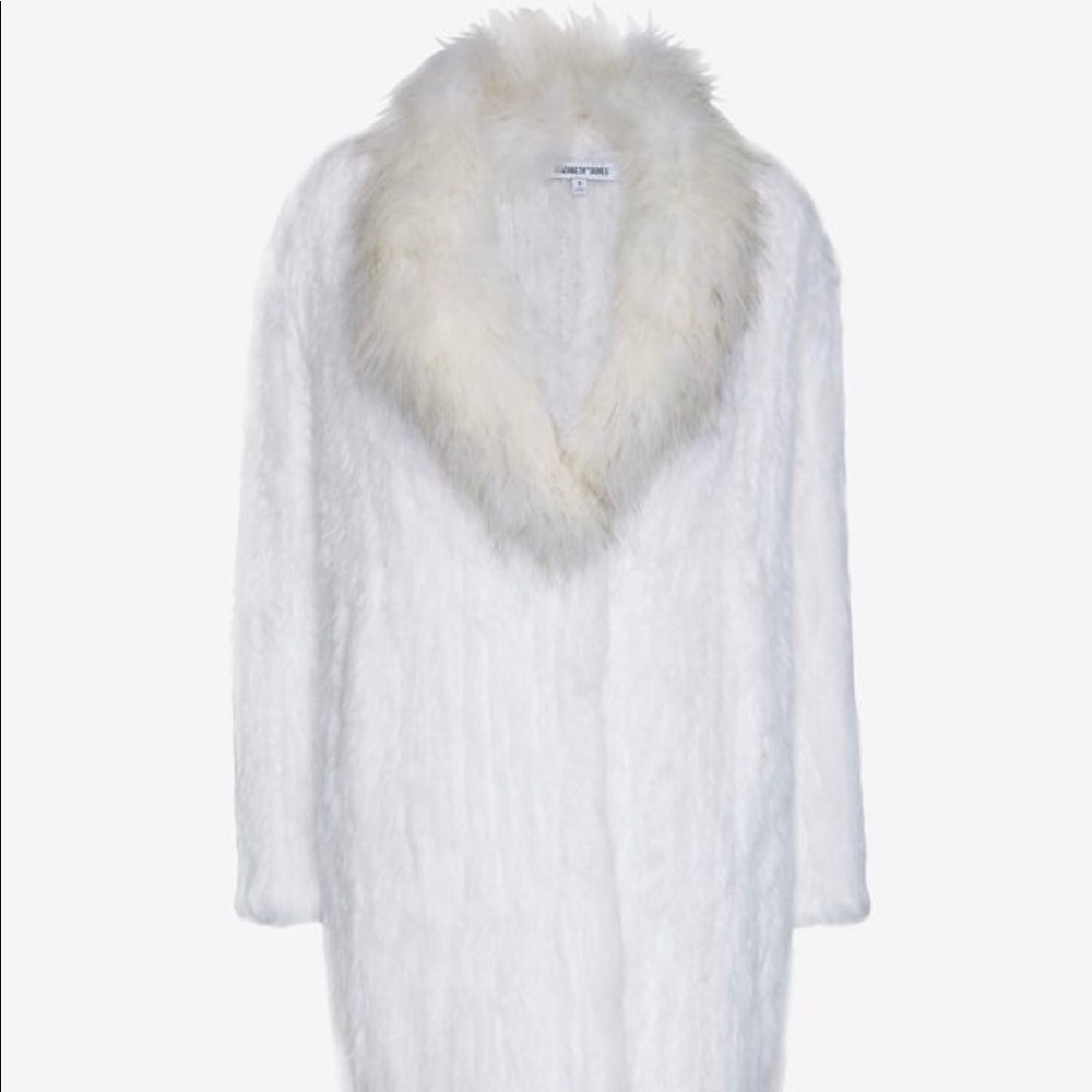 Intermix Elizabeth & James white rabbit fur coat